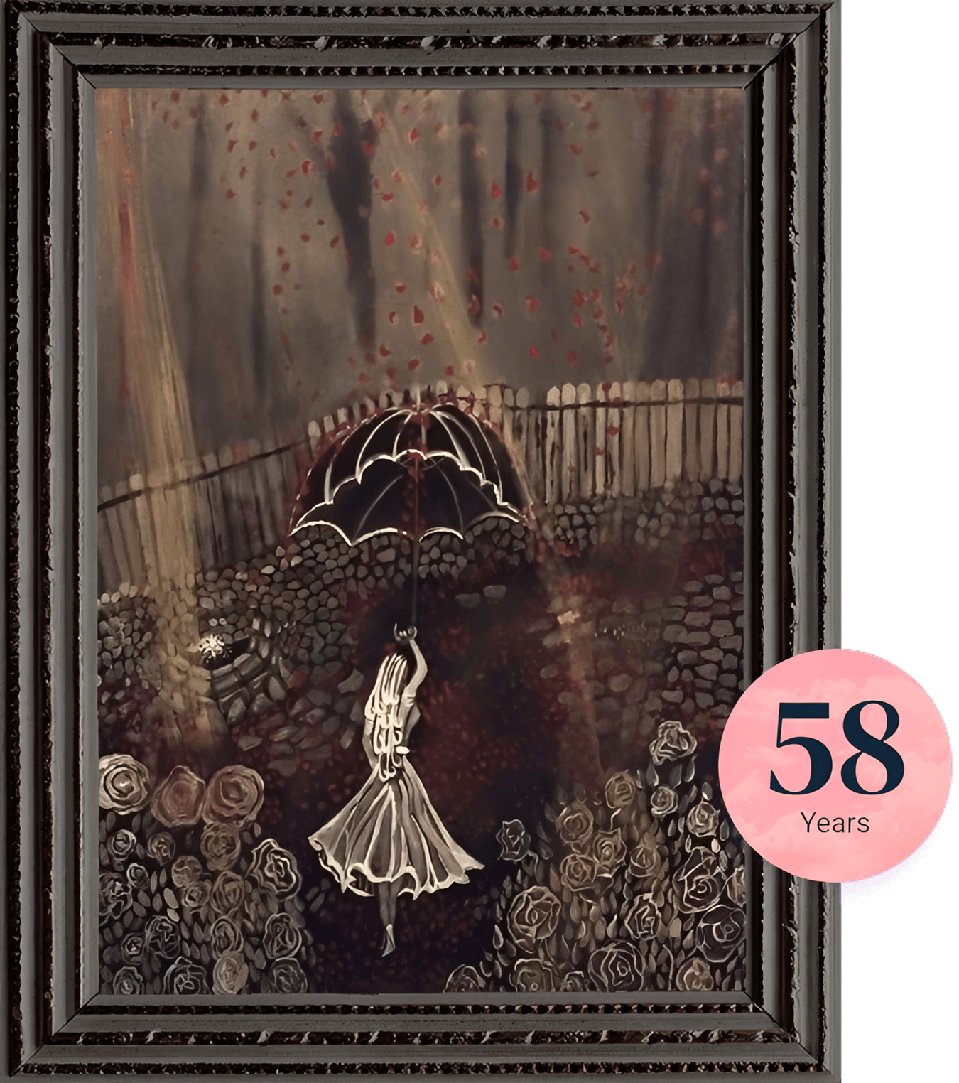 Elegant framed painting with roses
